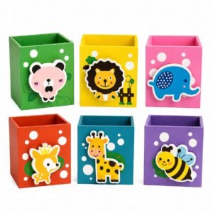 Pack of 6 Animal theme wooden Pencil Box