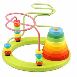 2-in-1 Wooden Bead Maze & Stacking Toy